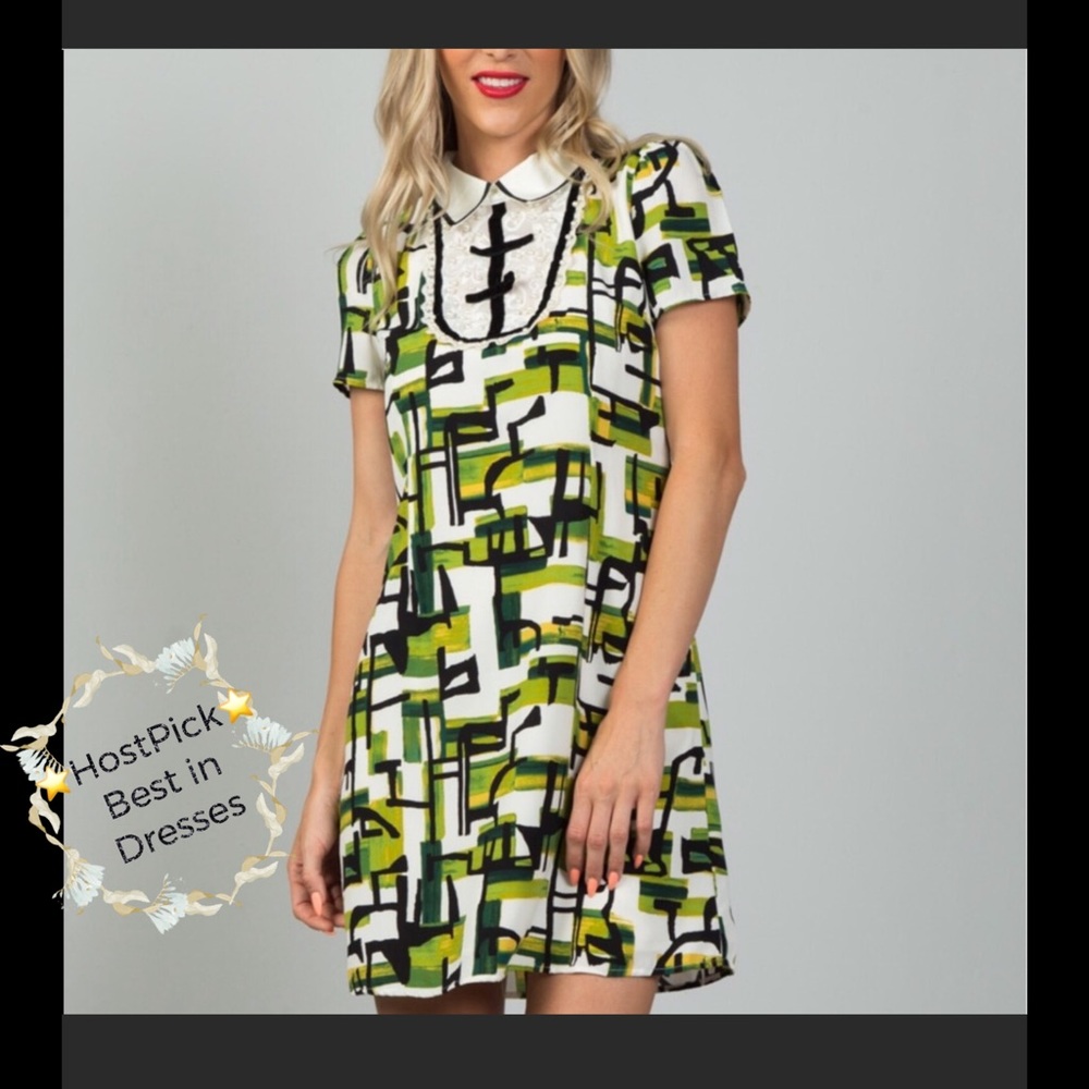 ✨Lined & beautiful midi dress. Fresh Geo print - Picture 1 of 10